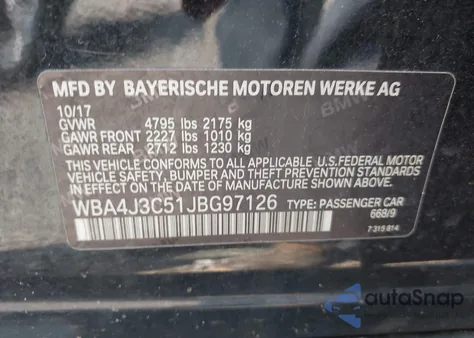 2018 BMW 430I Gran Coupe xDrive из США, поврежденный, VIN WBA4J3C51JBG97126